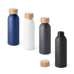 Vue générale Bouteille 550mL en aluminium avec bouchon en bambou - Queta | Krokrodeal