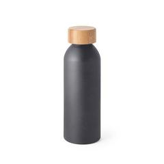 Vue Bouteille 550mL en aluminium avec bouchon en bambou - Queta de couleur gris| Krokrodeal