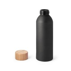 Vue Bouteille 550mL en aluminium avec bouchon en bambou - Queta de couleur noir| Krokrodeal