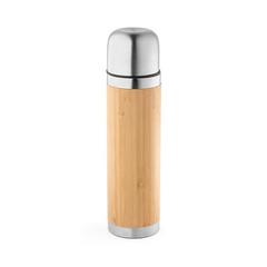 Vue Thermos 450mL en bambou et acier inox - Ceylon de couleur beige| Krokrodeal