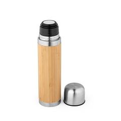 Vue Thermos 450mL en bambou et acier inox - Ceylon de couleur beige| Krokrodeal