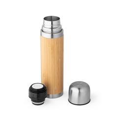Vue Thermos 450mL en bambou et acier inox - Ceylon de couleur beige| Krokrodeal