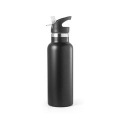Vue Bouteille 570mL en acier inox avec bouchon en PP - Norton de couleur noir| Krokrodeal