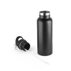 Vue Bouteille 570mL en acier inox avec bouchon en PP - Norton de couleur noir| Krokrodeal