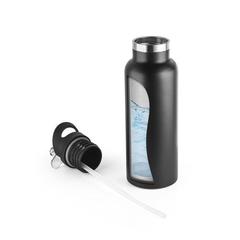 Vue Bouteille 570mL en acier inox avec bouchon en PP - Norton de couleur noir| Krokrodeal