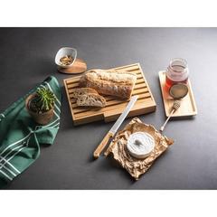 Vue générale Planche à pain en bambou avec couteau inox - Passard | Krokrodeal