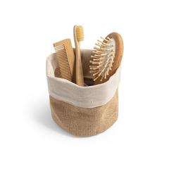 Vue Pochette en coton et Juta (120g/m²) - Ducasse de couleur beige| Krokrodeal