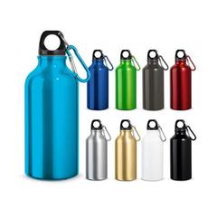 Vue générale Bouteille de sport 400mL en aluminium avec mousqueton - Landscape | Krokrodeal