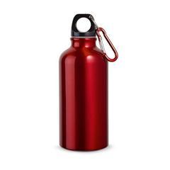 Vue Bouteille de sport 400mL en aluminium avec mousqueton - Landscape de couleur rouge| Krokrodeal