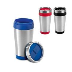 Vue générale Gobelet de voyage en acier inoxydable et PP 420 mL - Batum | Krokrodeal