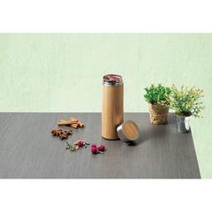 Vue générale Thermos 430mL en bambou et acier inox - Naturel | Krokrodeal
