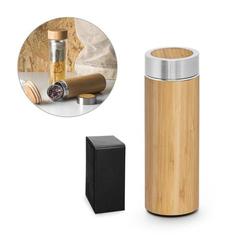 Vue générale Thermos 430mL en bambou et acier inox - Naturel | Krokrodeal