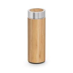Vue Thermos 430mL en bambou et acier inox - Naturel de couleur beige| Krokrodeal