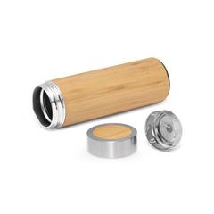 Vue Thermos 430mL en bambou et acier inox - Naturel de couleur beige| Krokrodeal