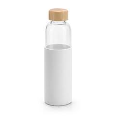 Vue Bouteille 600mL en bambou et verre borosilicate - Dakar de couleur blanc| Krokrodeal
