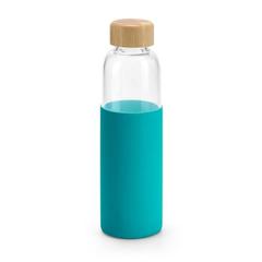 Vue Bouteille 600mL en bambou et verre borosilicate - Dakar de couleur bleu| Krokrodeal