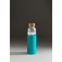 Vue Bouteille 600mL en bambou et verre borosilicate - Dakar de couleur bleu| Krokrodeal