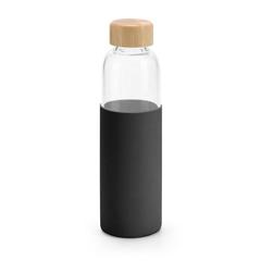 Vue Bouteille 600mL en bambou et verre borosilicate - Dakar de couleur noir| Krokrodeal