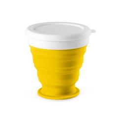 Vue Verre de voyage pliable 250mL en silicone et PP - Astrada de couleur jaune| Krokrodeal