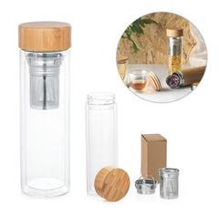 Vue générale Bouteille avec infuseur 490mL en verre borosilicate - Makarova | Krokrodeal