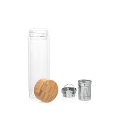 Vue Bouteille avec infuseur 490mL en verre borosilicate - Makarova de couleur beige| Krokrodeal