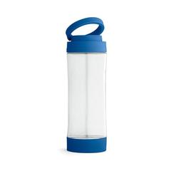 Vue Bouteille de sport 390mL en verre avec bouchon en PP - Quintana de couleur bleu| Krokrodeal