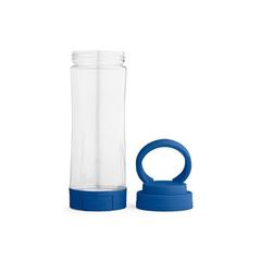 Vue Bouteille de sport 390mL en verre avec bouchon en PP - Quintana de couleur bleu| Krokrodeal
