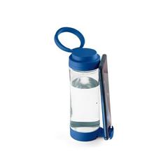 Vue Bouteille de sport 390mL en verre avec bouchon en PP - Quintana de couleur bleu| Krokrodeal
