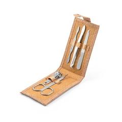 Vue Set de manucure en liège avec pièces en acier inoxydable - Zena de couleur beige| Krokrodeal