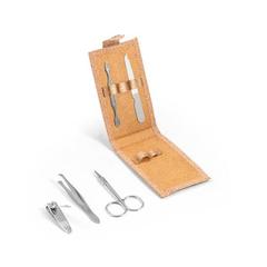 Vue Set de manucure en liège avec pièces en acier inoxydable - Zena de couleur beige| Krokrodeal