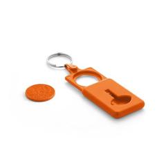 Vue Porte-clés avec monnaie pour chariot de supermarché - Bus de couleur orange| Krokrodeal