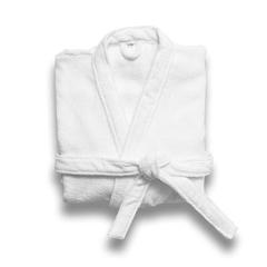 Vue Peignoir en coton et coton recyclé (350 g/m²) - Ruffalo large de couleur blanc| Krokrodeal
