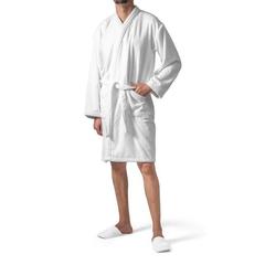 Vue Peignoir de bain (350 g/m²) en coton et coton recyclé - Ruffalo de couleur blanc| Krokrodeal