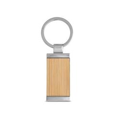 Vue Porte-clés rectangulaire en bambou - Homer square de couleur beige| Krokrodeal