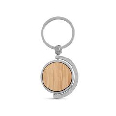 Vue Porte-clés rond en bambou - Homer round de couleur beige| Krokrodeal