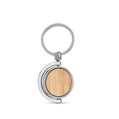 Vue Porte-clés rond en bambou - Homer round de couleur beige| Krokrodeal