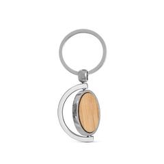 Vue Porte-clés rond en bambou - Homer round de couleur beige| Krokrodeal