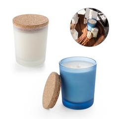 Vue générale Bougie aromatique dans une coupe en verre avec couvercle en liège 180 g - Duval | Krokrodeal