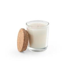 Vue Bougie aromatique dans une coupelle en verre avec un couvercle en liège 80 g - Zen 80 de couleur translucide| Krokrodeal