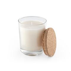 Vue Bougie aromatique dans une coupelle en verre avec un couvercle en liège 180 g - Zen 180 de couleur translucide| Krokrodeal