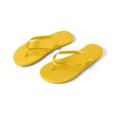 Vue Pantoufles confortables avec semelle en PE et sangle en PVC - Maupiti s / m de couleur jaune| Krokrodeal