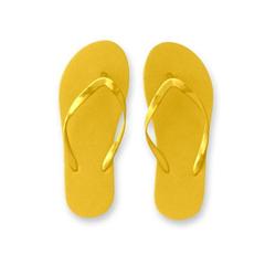 Vue Pantoufles confortables avec semelle en PE et sangle en PVC - Maupiti s / m de couleur jaune| Krokrodeal