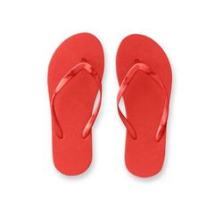 Vue Pantoufles confortables avec semelle en PE et sangle en PVC - Maupiti s / m de couleur rouge| Krokrodeal