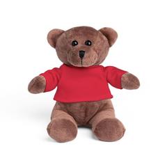 Vue Peluche ourson avec t-shirt - Bear de couleur rouge| Krokrodeal