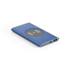 Vue Batterie portable et chargeur sans fil en aluminium 4'000 mAh - Cassini de couleur bleu| Krokrodeal