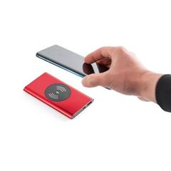Vue Batterie portable et chargeur sans fil en aluminium 4'000 mAh - Cassini de couleur rouge| Krokrodeal