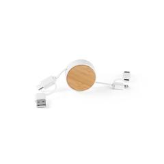 Vue Câble rétractable 5 en 1 en ABS et bambou - Rubins de couleur blanc| Krokrodeal