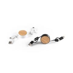 Vue générale Câble rétractable 5 en 1 en ABS et bambou - Rubins | Krokrodeal