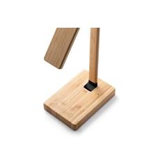 Vue Lampe de bureau pliable en bambou avec chargeur sans fil - Morey de couleur beige| Krokrodeal