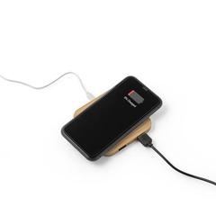 Vue Chargeur sans fil en bambou - Dalton de couleur beige| Krokrodeal